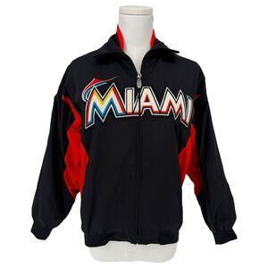 Vintage MLB Miami Marlins Baseball Full-Zip Jacket Women M Majestic Fleece Lined